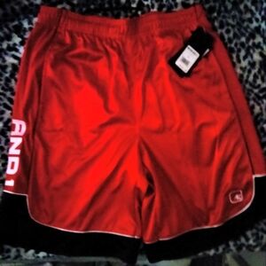 M/M/M New w/tags (1) Pair of AND1 Core Basketball Short- Shiny Red- 11" Inseam